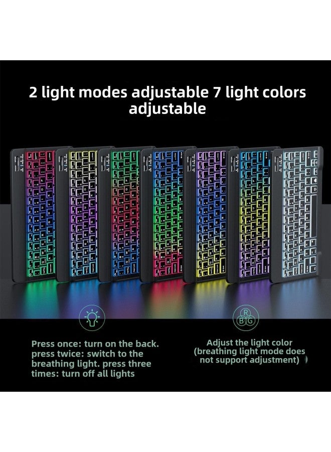 10-inch Wireless Bluetooth Luminous Keyboard And Mouse For Mobile Phone Ipad Tablet PC Rechargeable Mute on-Specifications:RGB Luminous Keyboard (white) Send Data Cable - Image 5